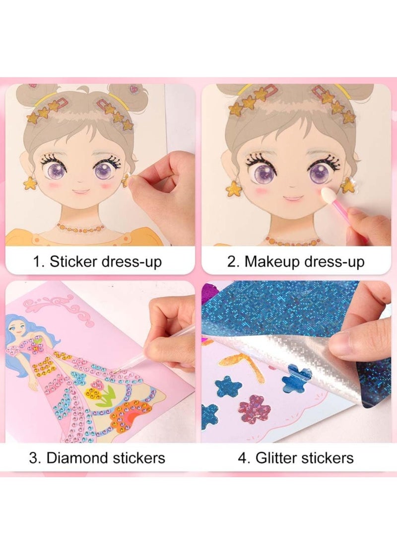 Necomi DIY Paper Makeup Arts and Crafts, Dress Up Game Set Princess Fantasy Makeup, Pretty Pretty Princess Game, Girls Toy Kit with Diamond Painting & Princess Dress Up Set - Image 3