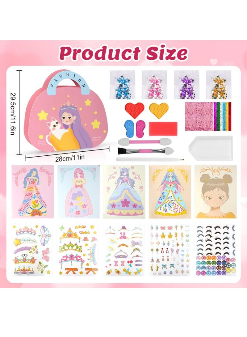 Necomi DIY Paper Makeup Arts and Crafts, Dress Up Game Set Princess Fantasy Makeup, Pretty Pretty Princess Game, Girls Toy Kit with Diamond Painting & Princess Dress Up Set - Image 2