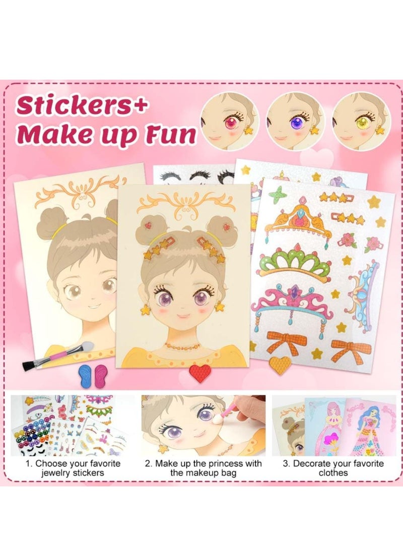 Necomi DIY Paper Makeup Arts and Crafts, Dress Up Game Set Princess Fantasy Makeup, Pretty Pretty Princess Game, Girls Toy Kit with Diamond Painting & Princess Dress Up Set - Image 4