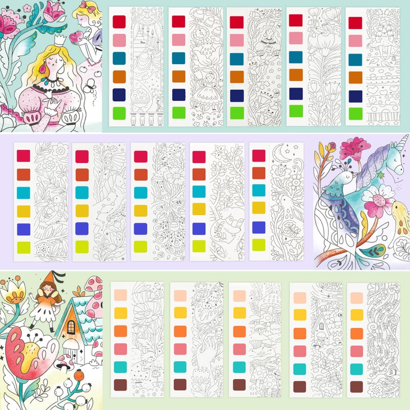 JCREN Watercolor Painting Books, Pocket Watercolor Painting Coloring Kit, Paint with Water Bookmarks Travel Activity Party Favors for Kids Toddlers Gifts for Boys and Girls, 3 Pack - Image 3