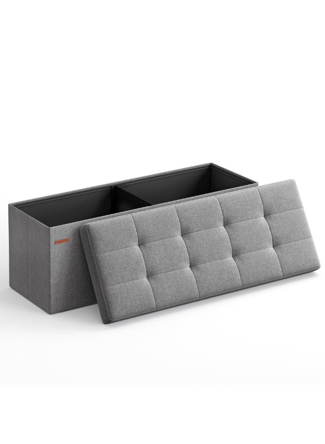 SONGMICS Stool with Storage Space,Folding Bench, 38 x 110 x 38 cm Footstool, Storage Box, Maximum Load 300 kg, for Living Room, Bedroom, Hallway, Ash Grey - Image 1