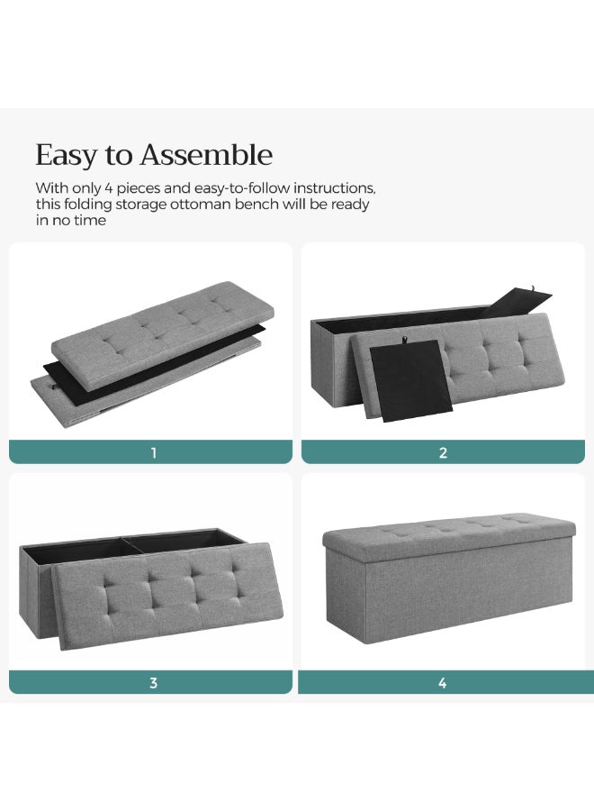 SONGMICS Stool with Storage Space,Folding Bench, 38 x 110 x 38 cm Footstool, Storage Box, Maximum Load 300 kg, for Living Room, Bedroom, Hallway, Ash Grey - Image 5