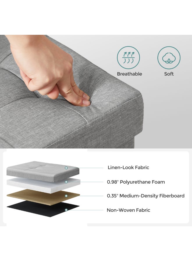 SONGMICS Stool with Storage Space,Folding Bench, 38 x 110 x 38 cm Footstool, Storage Box, Maximum Load 300 kg, for Living Room, Bedroom, Hallway, Ash Grey - Image 3