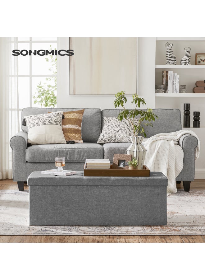 SONGMICS Stool with Storage Space,Folding Bench, 38 x 110 x 38 cm Footstool, Storage Box, Maximum Load 300 kg, for Living Room, Bedroom, Hallway, Ash Grey - Image 2
