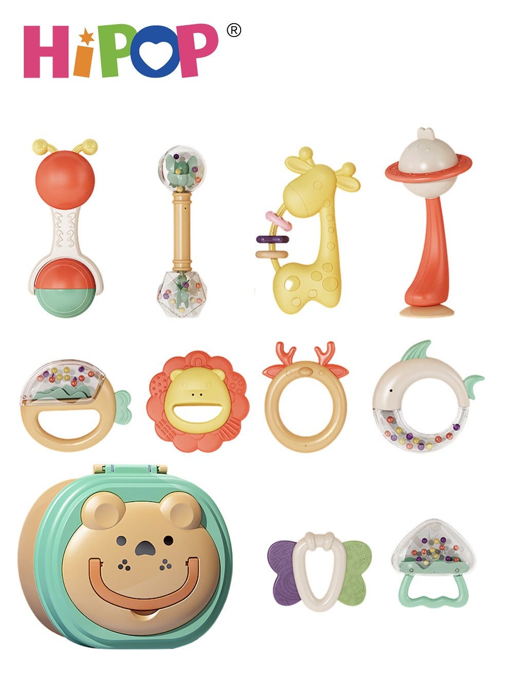 HIPOP 10 Pack Baby Rattles Toys,Baby Teething Toys,With Individual ...