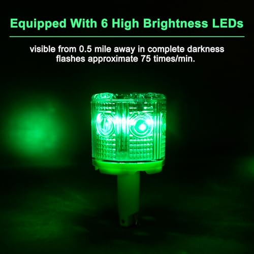 Aolyty Solar Strobe Warning Light 360 Degree Single Column Super Bright Waterproof IP54 for Construction Traffic Dock Marine Light Control Flashing (Green) - Image 3