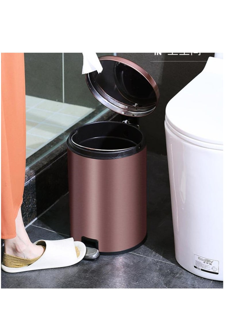 Golden 8 Liter Stainless Steel Pedal Trash Bin with a Polished Finish and Removable Internal Bucket  - Image 4