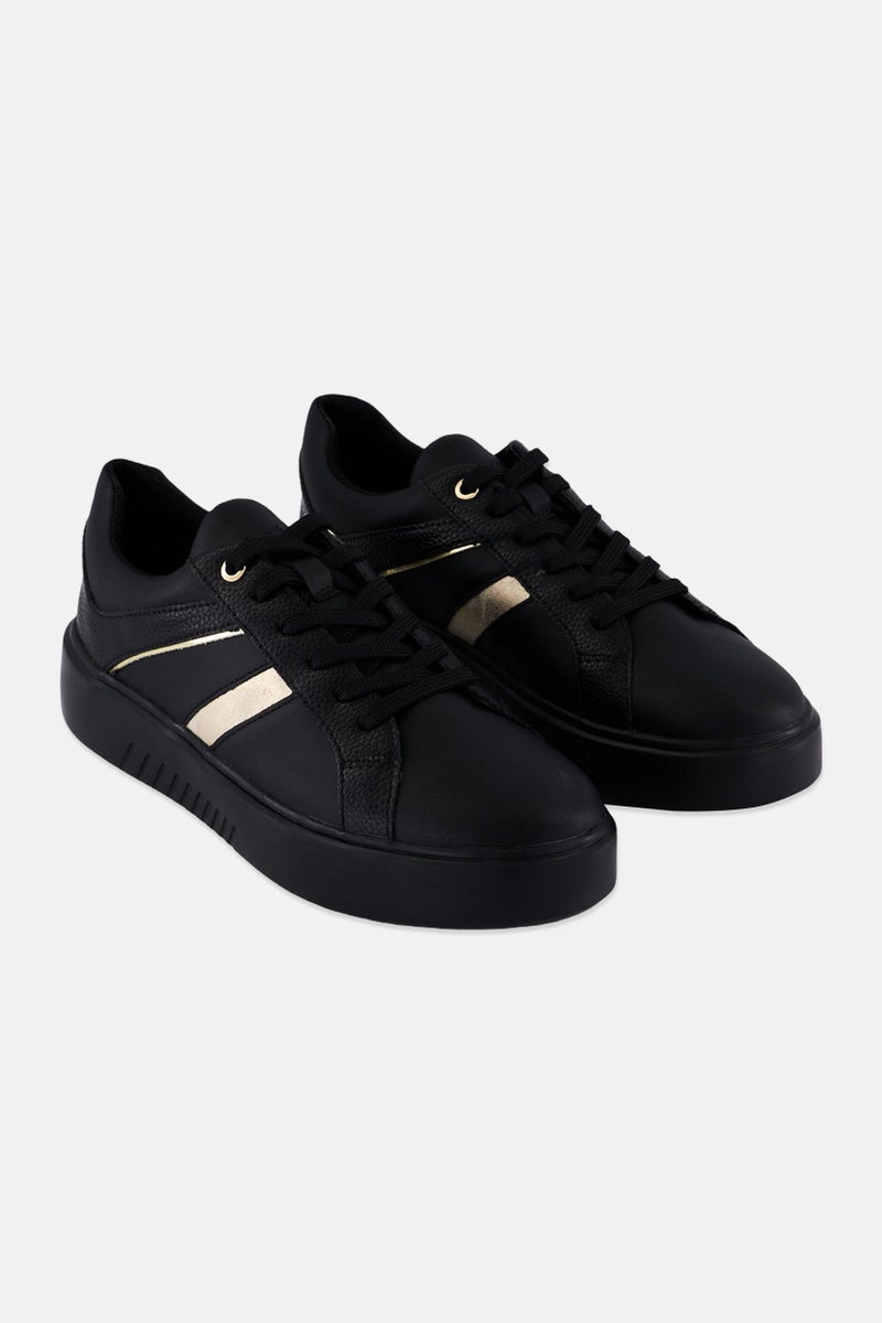 GEOX Women Lace Up Casual Shoes, Black  - Image 1
