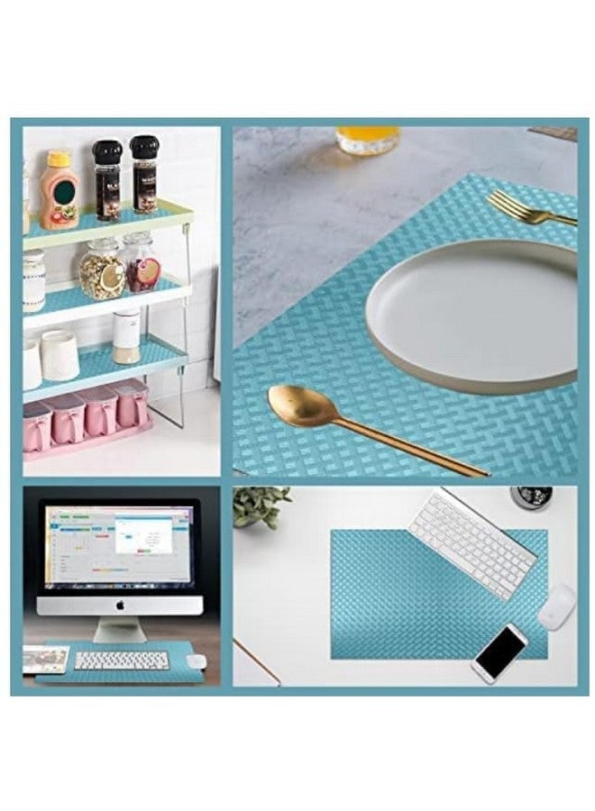 GripEasy Ethylene_Vinyl_Acetate_Eva 45 Cm X 3 M Food Grade Eva Multipurpose Shelf Liners Mat Roll For Kitchen Drawer, Mat,Cupboad Mat, Dinning Almirah (Check Texture Light Blue) - Image 3