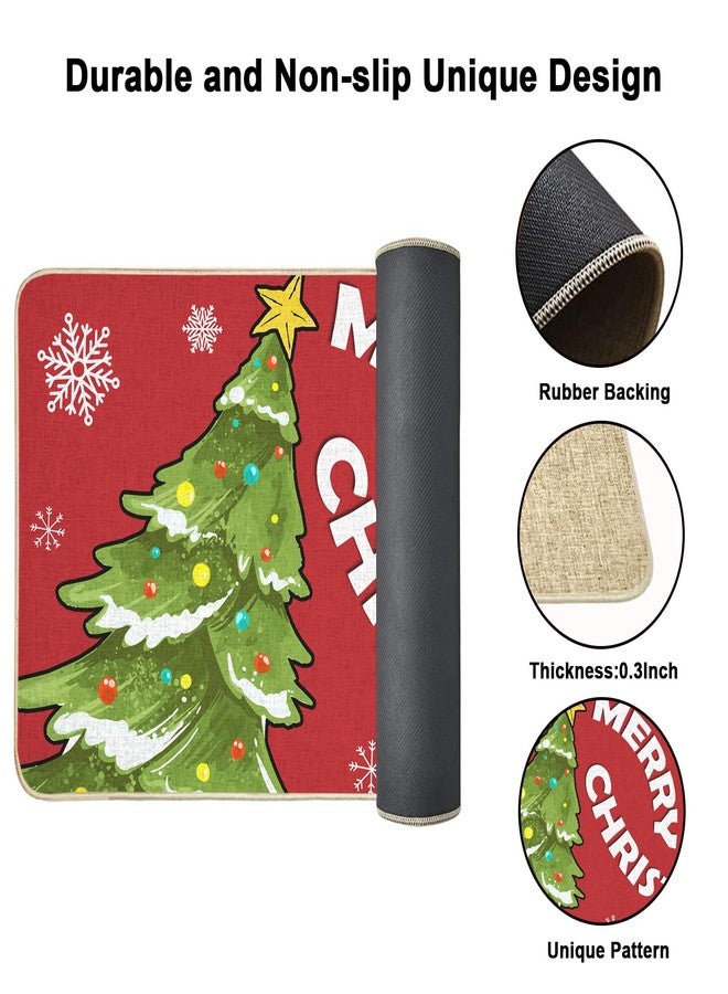 COSEVIER Christmas Tree Door Mat, Red Merry Xmas Doormat Indoor Outdoor Entrance Floor Mat, Non Slip Rubber Welcome Mats for Living Room Kitchen Home Decoration 17x29 Inch - Image 4