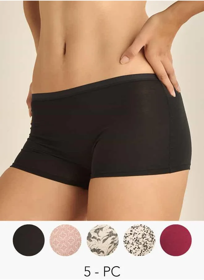 FAV Set of 5 - Assorted Boyshort Briefs with Elasticated Waistband