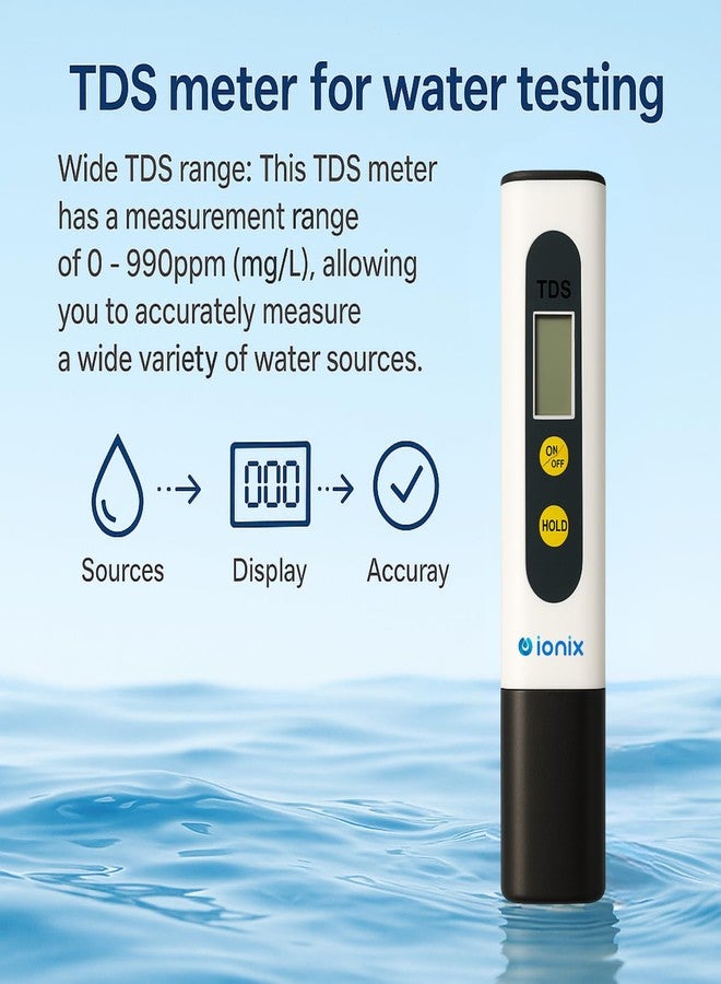 Ionix TDS Meter | TDS meter for water testing hm digital, Digital LCD Tds Meter Waterfilter r for Measuring | New Model Pen Type Digital LCD TDS Meter r for Water Quality Test - Image 2