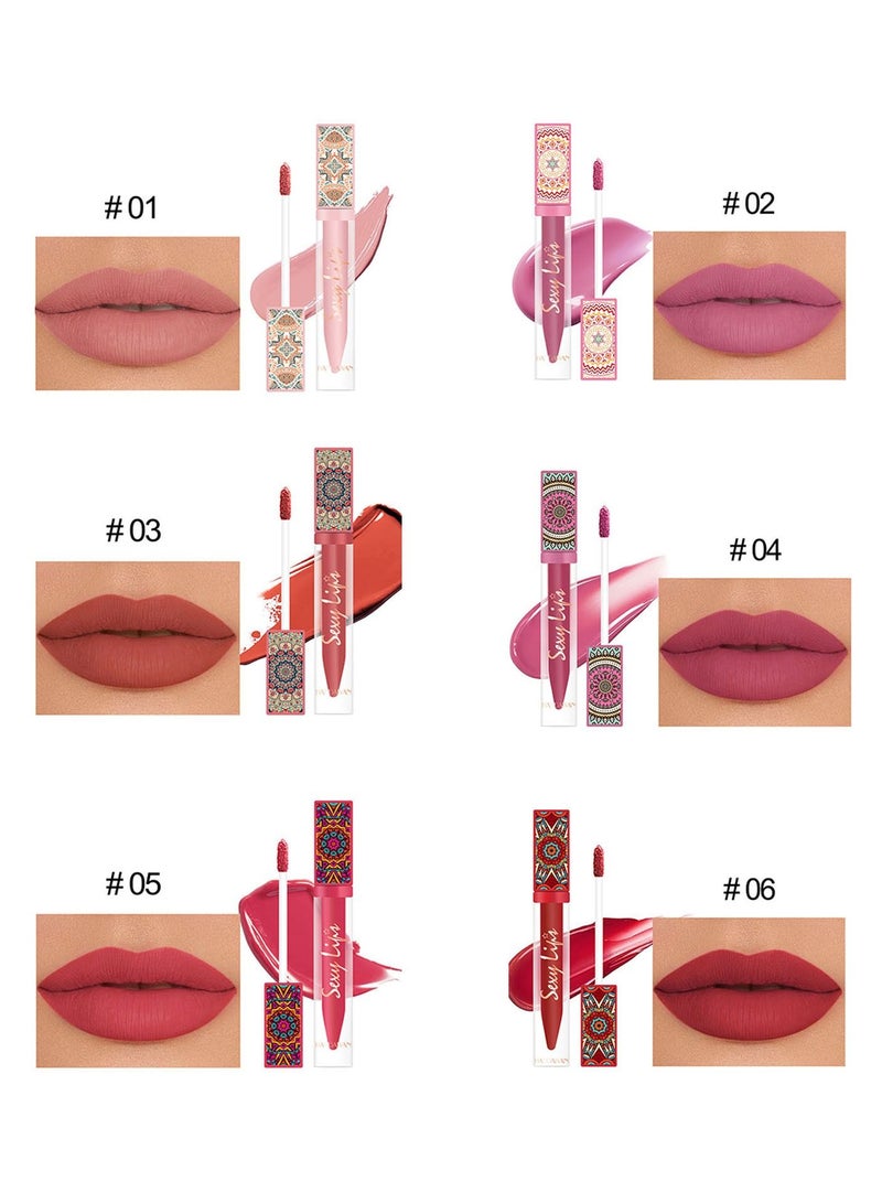 Handaiyan Liquid Lipstick Set 6 Pcs Matte Nude Waterproof Pigmented Velvety Nude Long Lasting Long-wearing Moisturizing Non-Stick Cup Beauty Glazed Gloss Make up Gift Set  - Image 4