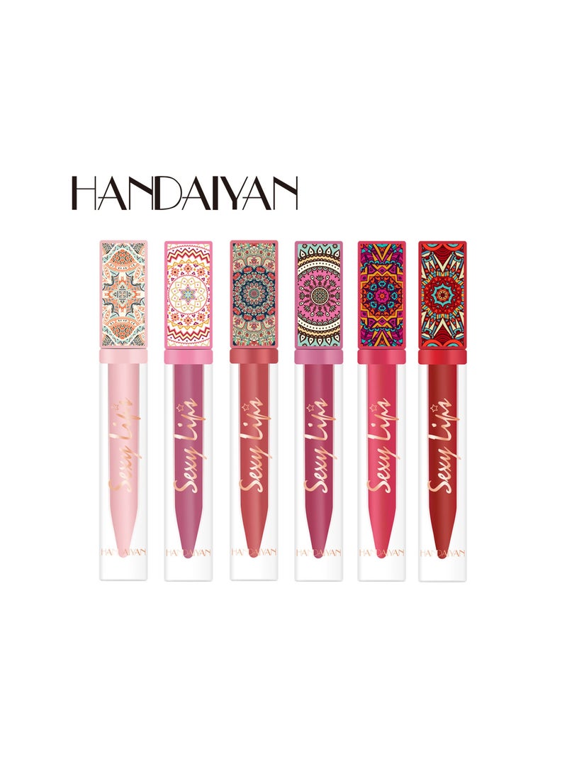 Handaiyan Liquid Lipstick Set 6 Pcs Matte Nude Waterproof Pigmented Velvety Nude Long Lasting Long-wearing Moisturizing Non-Stick Cup Beauty Glazed Gloss Make up Gift Set  - Image 5