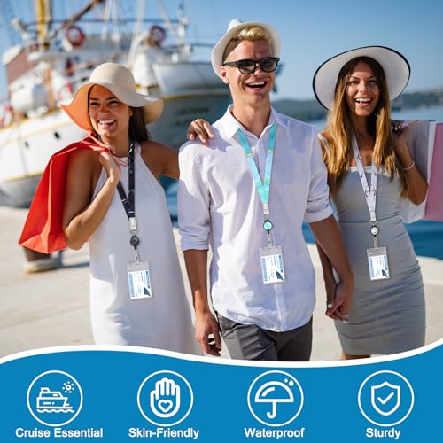 HONSIO 2 Pieces Cruise Lanyard for Ship Cards Cute Lanyards with Retractable Badge Reels Waterproof ID Badge Holder 2026 Cruise Essentials Accessories - Image 4