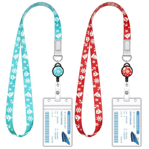 HONSIO 2 Pieces Cruise Lanyard for Ship Cards Cute Lanyards with Retractable Badge Reels Waterproof ID Badge Holder 2026 Cruise Essentials Accessories - Image 1