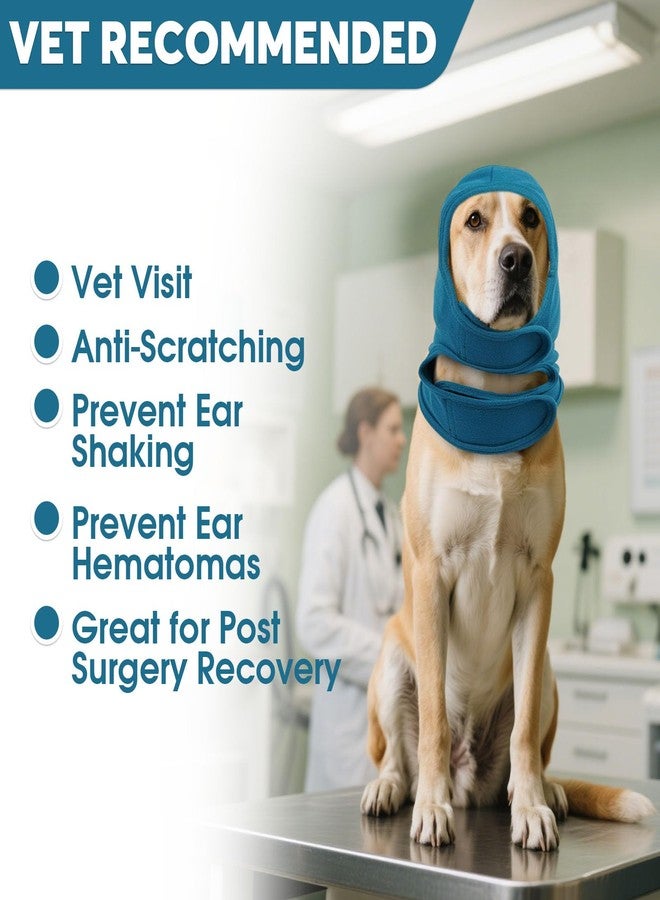 IDOMIK Dog Ear Cover for Anxiety Relief, Adjustable Dog Calming Hood for Grooming Bath Drying, No Shake Pet Head Ear Wrap for Hematomas Fireworks Thunderstorms, Doggy Ear Muffs Noise Protection,Blue,L - Image 5