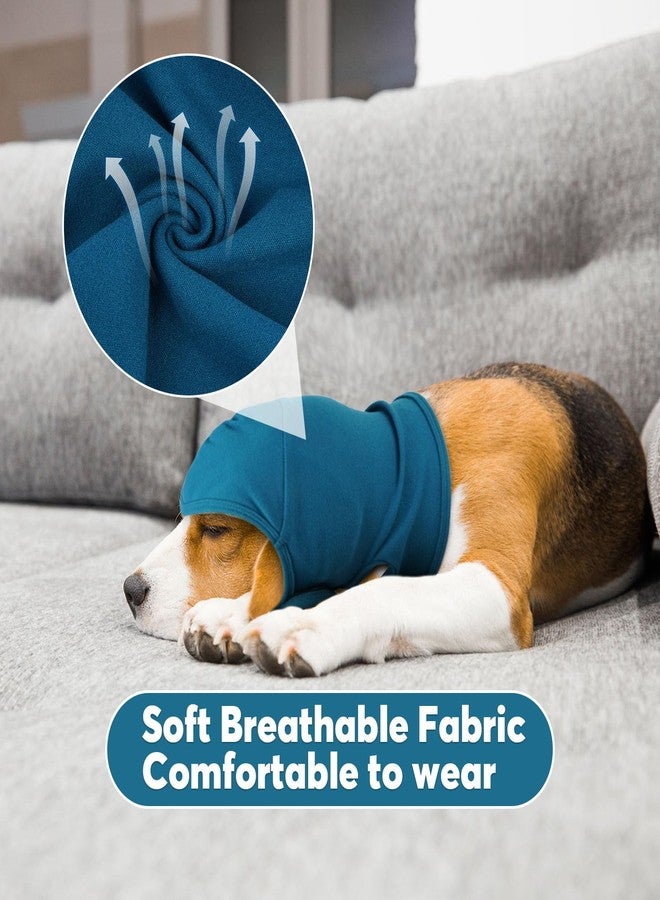 IDOMIK Dog Ear Cover for Anxiety Relief, Adjustable Dog Calming Hood for Grooming Bath Drying, No Shake Pet Head Ear Wrap for Hematomas Fireworks Thunderstorms, Doggy Ear Muffs Noise Protection,Blue,L - Image 4