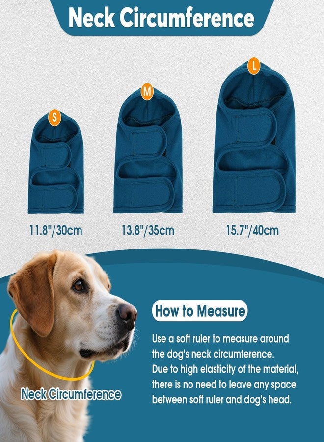 IDOMIK Dog Ear Cover for Anxiety Relief, Adjustable Dog Calming Hood for Grooming Bath Drying, No Shake Pet Head Ear Wrap for Hematomas Fireworks Thunderstorms, Doggy Ear Muffs Noise Protection,Blue,L - Image 2