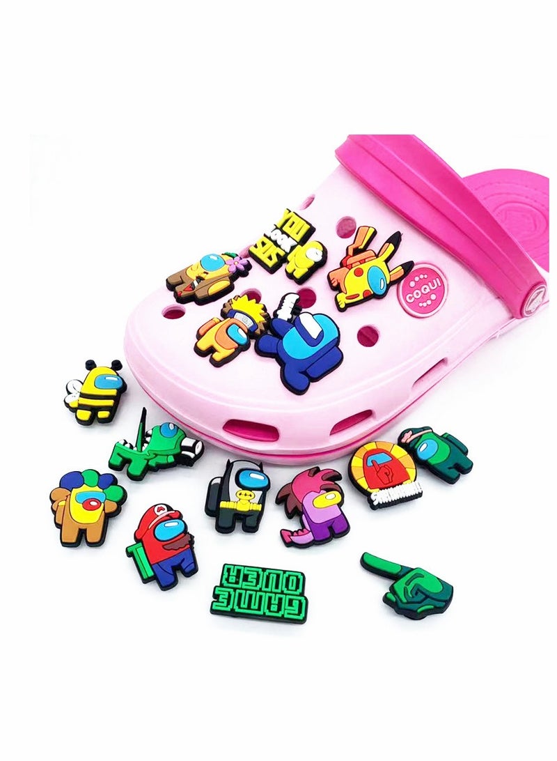 KASTWAVE Shoe Decoration Charms, 15 PCS Mixed PVC Shoe Charms for Crocs Charm, PVC Shoe Charms for Croc, Different Shapes, Hole Hole Shoes Buckle, Party Gift for dult Men Women Kids and Teens Girls - Image 1