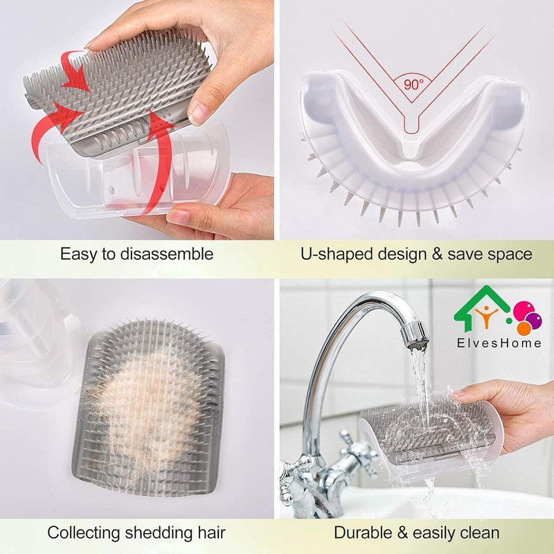 Cyeelves Cat Self Groomer 4 PACK Upgraded, All-In-One Self-Cleaning Brush Tool Wall Corner Scratcher Trimmer, Pet Grooming Massage Comb Softer Toy Brushes for Dogs Cats Short Long Hair Fur Kitten Puppy Catnip - Image 3