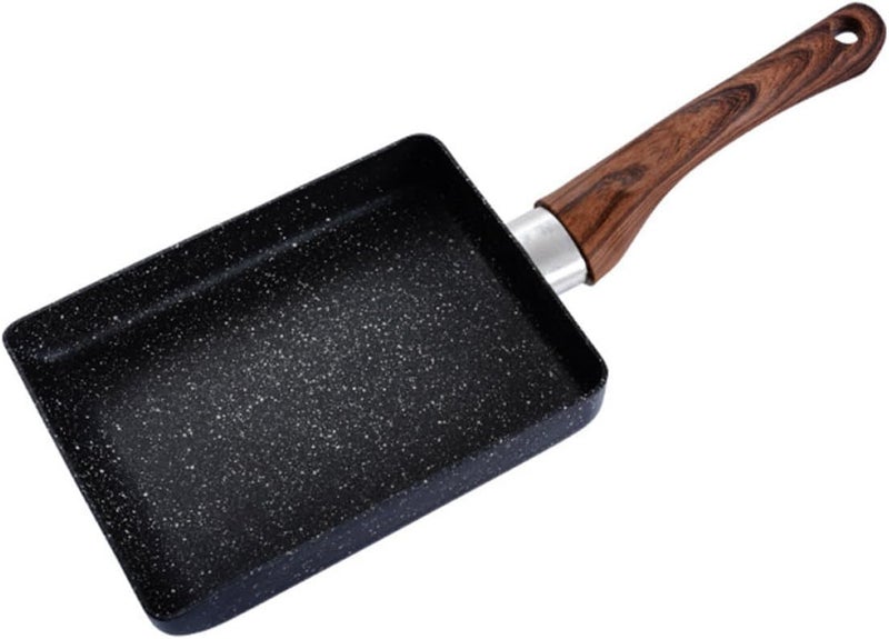 Nonstick Tamagoyaki Omelette Pan Square Frying Pan Medium Size with Wooden Handle for Induction Cooktops Japanese Kitchen Gadget for Breakfast Cooking Random Color - Image 1