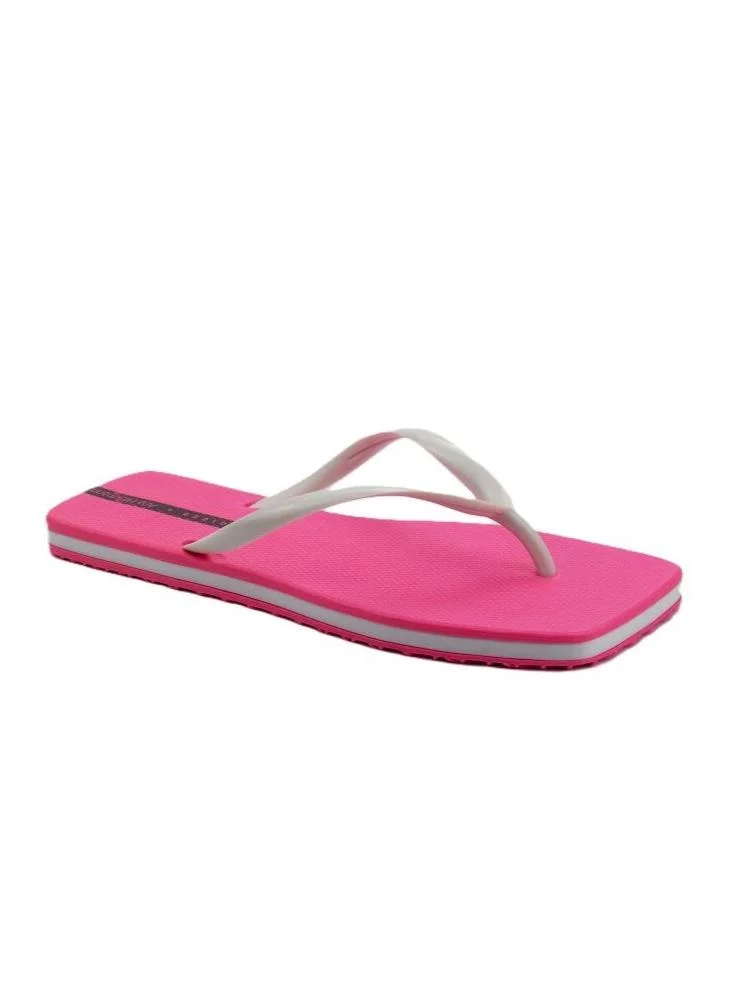 Voices Slim Women'S  Flip Flops With Square Shape Sole - Pink/White