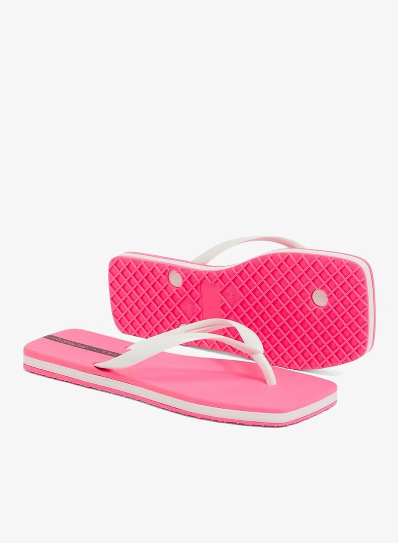Voices Slim Women'S  Flip Flops With Square Shape Sole - Pink/White - Image 3