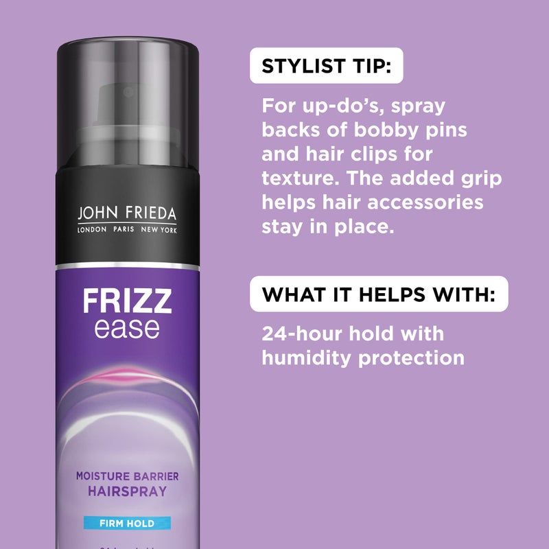 John Frieda Frizz Ease Moisture Barrier Hairspray, Firm Hold Hairspray, Seals Out Moisture, Blocks Frizz, Protects Against Heat, and Keeps Hair Straight with Long-Lasting Hold, 12 Oz, Pack of 2 - Image 3