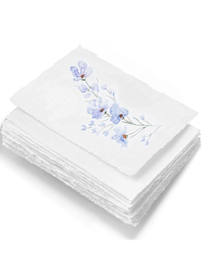 Wanderings Handmade White Deckle Edge Blank Paper - 4x6 Inch Package of 50 - Mixed Media Loose Leaf Paper for Postcards, Invitations, Crafts and Announcements - Thick 130 GSM - Image 2
