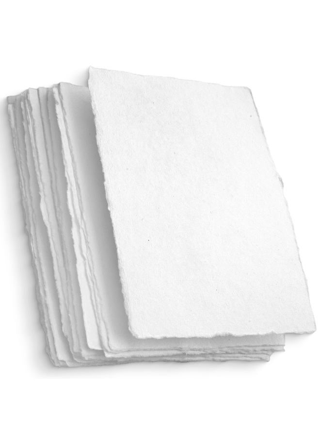 Wanderings Handmade White Deckle Edge Blank Paper - 4x6 Inch Package of 50 - Mixed Media Loose Leaf Paper for Postcards, Invitations, Crafts and Announcements - Thick 130 GSM - Image 1