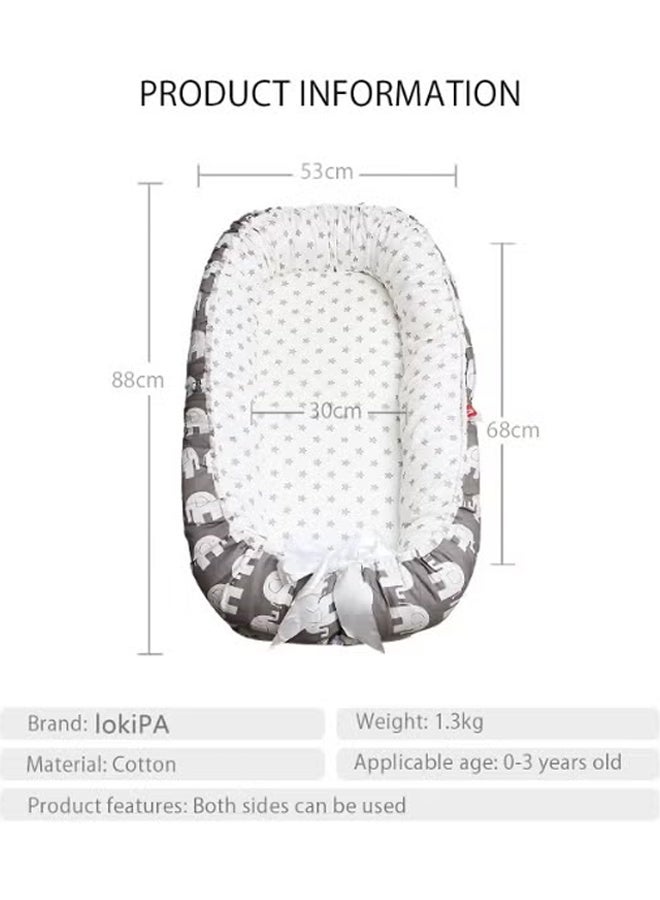 LOKIPA Baby Lounger Nest - Portable Foldable Crib Bed for Newborns 0-12M, 100% Breathable Cotton with Adjustable Bumper & Pillow, Travel Bassinet Insert, Co-Sleeper, Machine Washable - Image 2