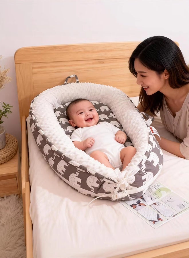 LOKIPA Baby Lounger Nest - Portable Foldable Crib Bed for Newborns 0-12M, 100% Breathable Cotton with Adjustable Bumper & Pillow, Travel Bassinet Insert, Co-Sleeper, Machine Washable - Image 4