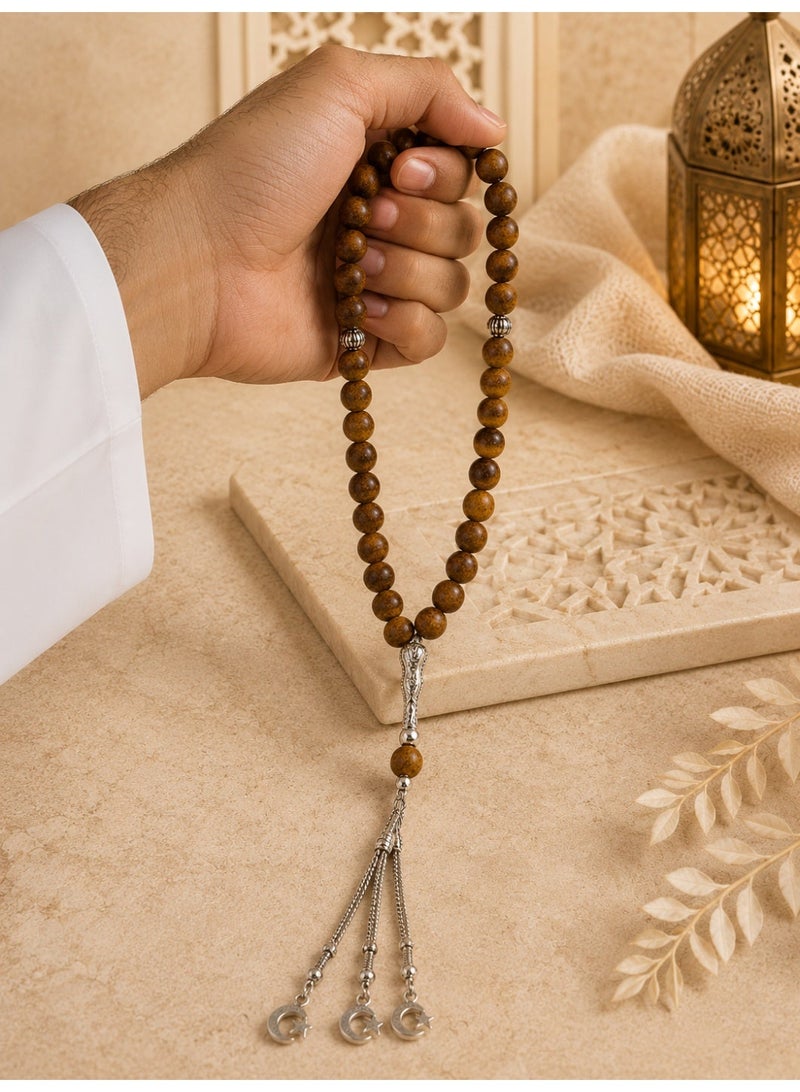 خرز الهدوء قطعة واحدة من مسبحة العود للمبتدئين مع رائحة زهرية لطيفة وخطوط زيتية مرئية – 33 حبة للتسبيح مع صندوق هدايا – مثالية للذكر، رمضان، العيد، الحج، العمرة والممارسة اليومية - Image 4