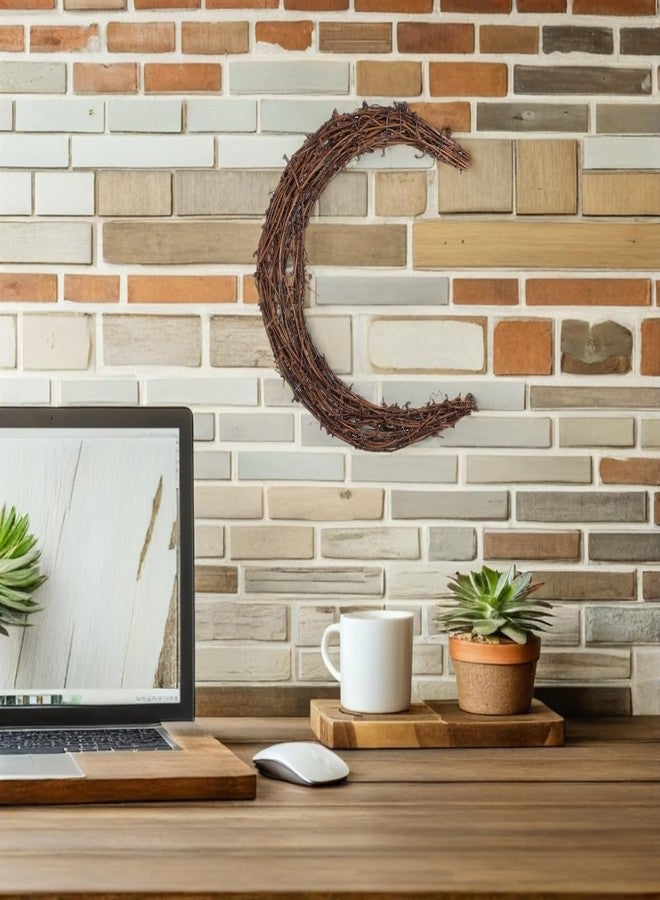 Amosfun Easter Day Decoration Grapevine Wreath - Moon Shaped Rattan Wreath Frame for DIY Crafts Easter Day Home Decor 11.8 Inch - Image 3