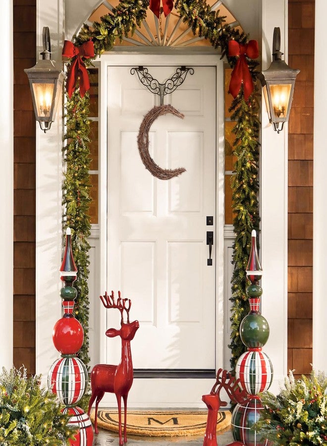 Amosfun Easter Day Decoration Grapevine Wreath - Moon Shaped Rattan Wreath Frame for DIY Crafts Easter Day Home Decor 11.8 Inch - Image 2