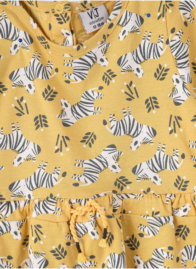 victor and jane - Zebra Graphic Print Drawstring Dress by Styli - Image 1