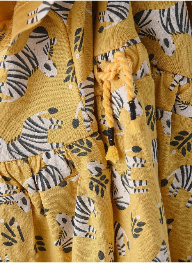 victor and jane - Zebra Graphic Print Drawstring Dress by Styli - Image 1