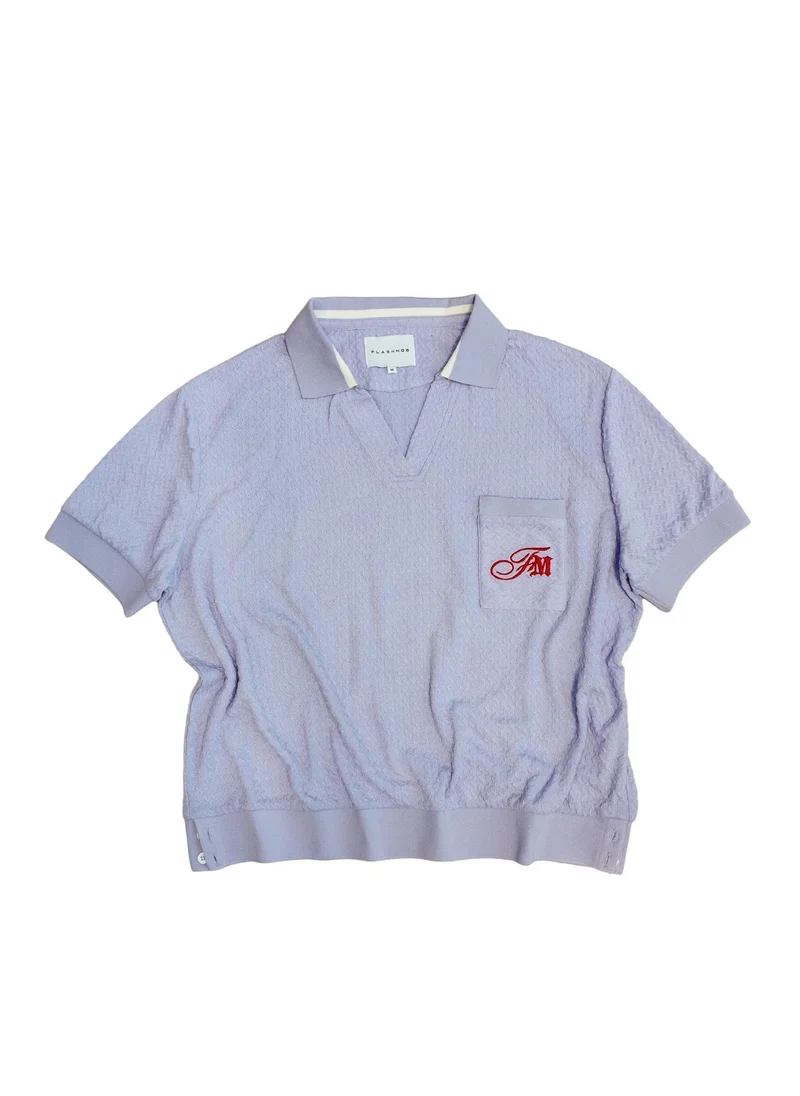 Flashmobnation Lavender Textured Knit Polo Shirt for Men | Best Price UAE