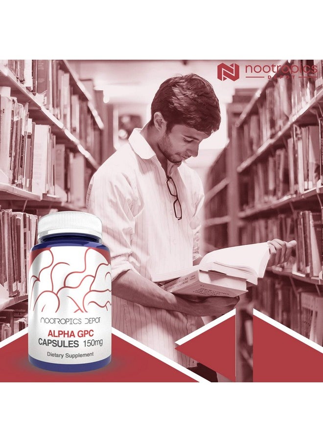 Nootropics Depot Alpha GPC Capsules | 150mg | 60 Count | Choline Supplement | Brain Health Supplement | Supports Healthy Brain Function | Enhance Cognition, Memory + Focus