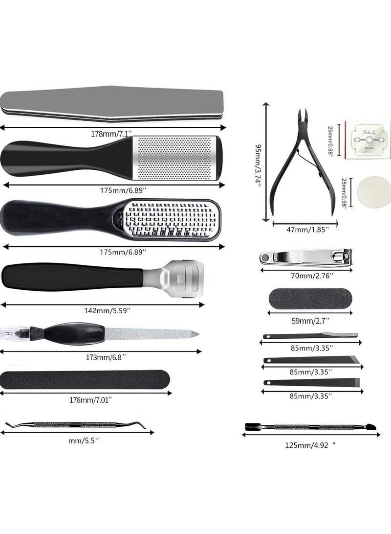 خاجول مجموعة أدوات باديكير احترافية 36 في 1، مجموعة مانيكير وباديكير لليدين والقدمين من الفولاذ المقاوم للصدأ، مجموعة مبرد القدم، مجموعة باديكير لإزالة الجلد الميت للرجال والنساء في الصالون أو المنزل، أفضل هدية (أسود) - Image 2