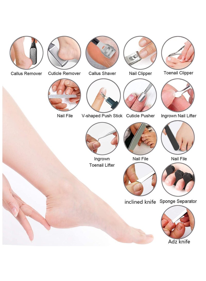 خاجول مجموعة أدوات باديكير احترافية 36 في 1، مجموعة مانيكير وباديكير لليدين والقدمين من الفولاذ المقاوم للصدأ، مجموعة مبرد القدم، مجموعة باديكير لإزالة الجلد الميت للرجال والنساء في الصالون أو المنزل، أفضل هدية (أسود) - Image 4