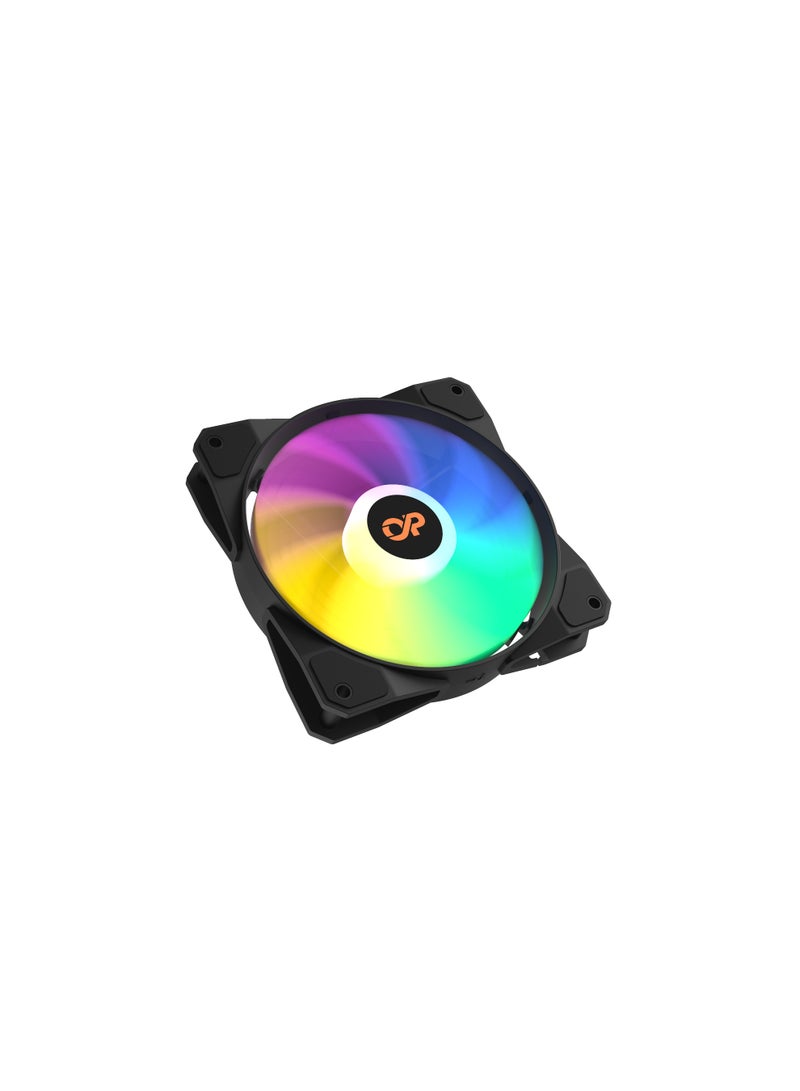 POWER 120mm 3-in-1 Square Frame Fan, ARGB 3-pin LED, Air Balance Curved Blades, Sealed Bearings, 120mm PWM Control, for PC Cases and Liquid Coolers (1 Pack) Black  - Image 3