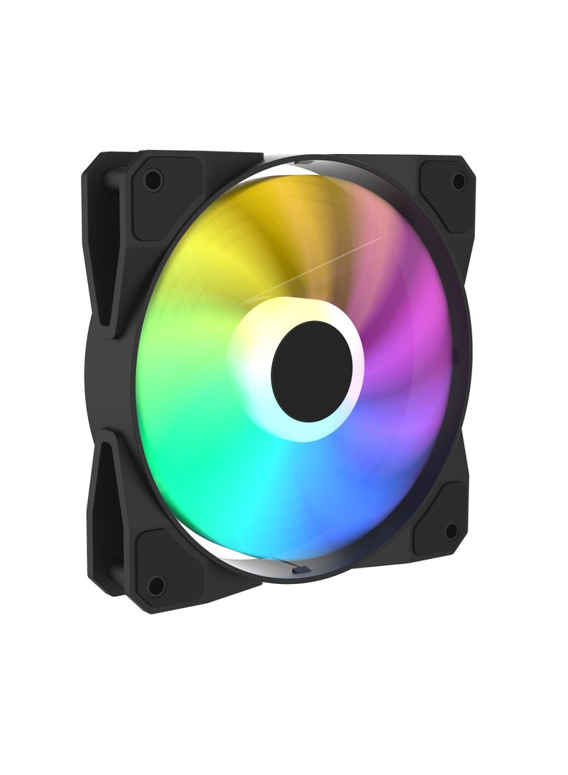 POWER 120mm 3-in-1 Square Frame Fan, ARGB 3-pin LED, Air Balance Curved Blades, Sealed Bearings, 120mm PWM Control, for PC Cases and Liquid Coolers (1 Pack) Black  - Image 2