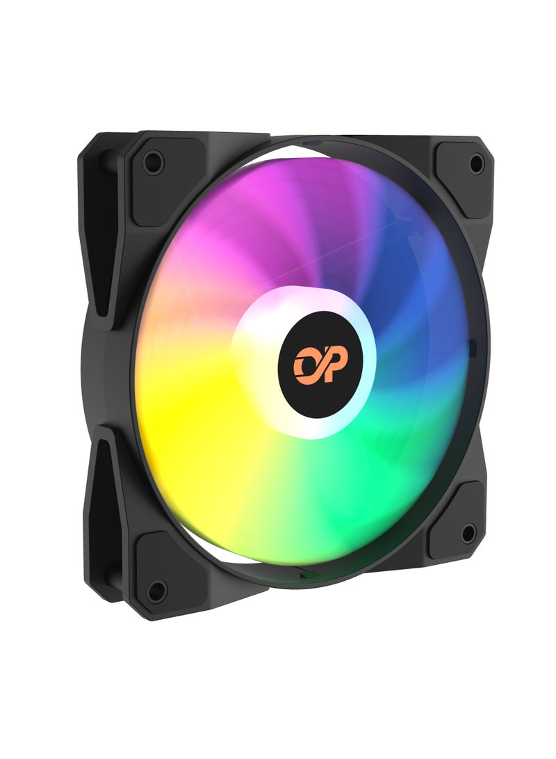 POWER 120mm 3-in-1 Square Frame Fan, ARGB 3-pin LED, Air Balance Curved Blades, Sealed Bearings, 120mm PWM Control, for PC Cases and Liquid Coolers (1 Pack) Black  - Image 1