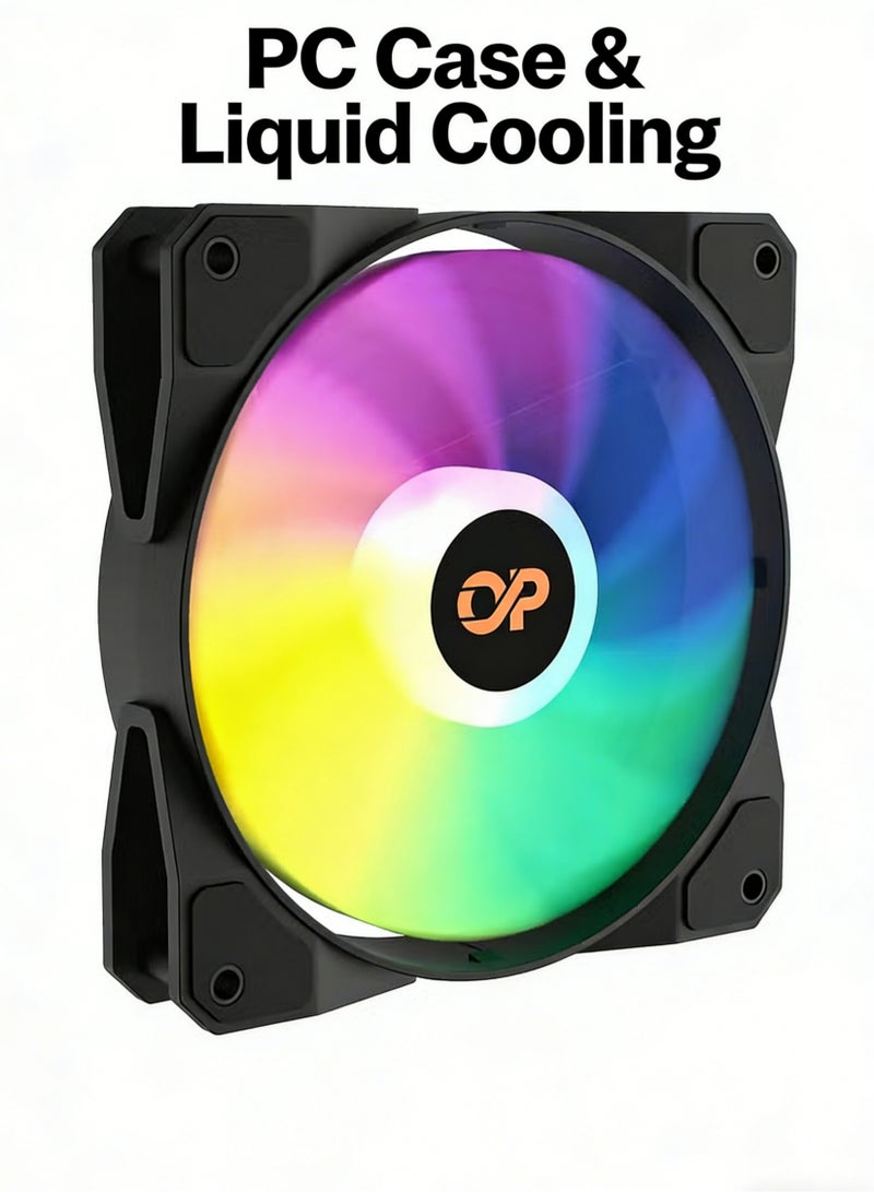 باور مروحة تبريد كمبيوتر بإضاءة RGB ARGB PWM مقاس 120 مم (عبوة واحدة) - مروحة تبريد هادئة وعالية التدفق لأجهزة الكمبيوتر وأنظمة التبريد السائل - Image 3