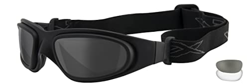 Wiley X SG-1 Sunglasses Goggles, Ballistic Rated ANSI Z87 Safety Glasses for Men, UV Eye Protection for Shooting, Motorcycle, Biking, and Industrial Safety, Matte Black Frames, Smoke Grey and Clear Changeable Lenses - Image 1