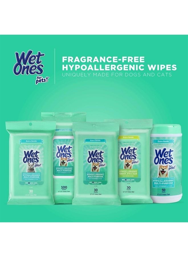 Wet Ones - for Pets Multi-Purpose Dog Wipes with Vitamins A, C & E | Fragrance-Free Dog Wipes for All Dogs Wipes Multipurpose | 50 Count Canister - 3 Pack - Image 1