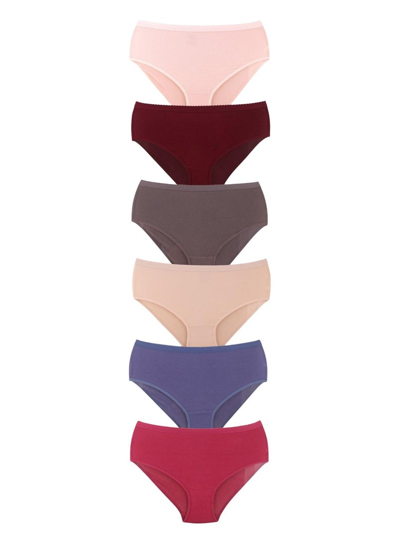 Kalia Pack of 6 Plain Cotton Brief Panties Underwear for Women  - Image 1