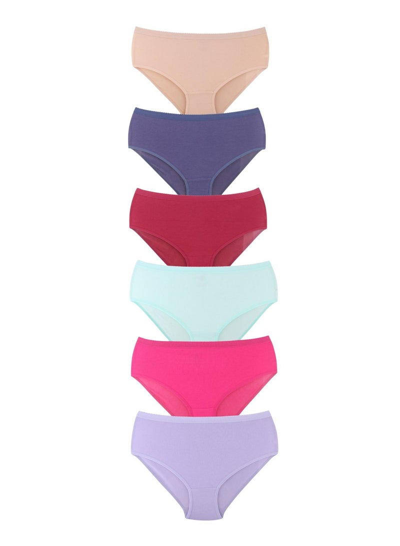 Kalia Pack of 6 Plain Cotton Brief Panties Underwear for Women  - Image 2